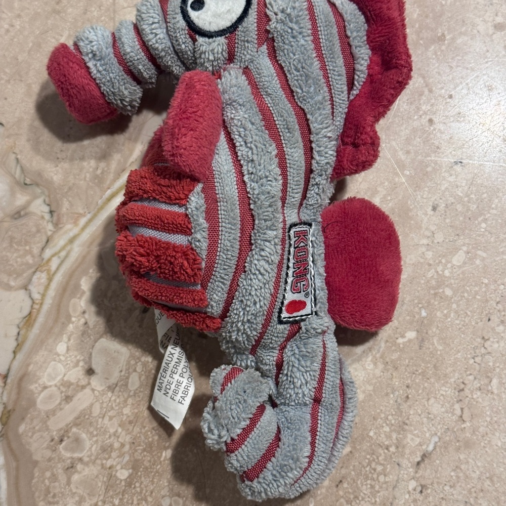 KONG Red and Gray Plush Seahorse Dog Toy